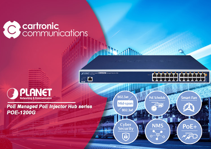 foto Planet POE-1200G, inyector hub administrable de 12 puertos Gigabit 802.3at PoE+ (220 W).